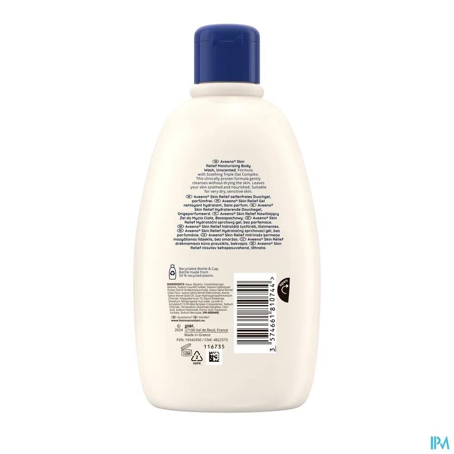 packshot van Aveeno Skin Relief Hydraterende Douchegel 500 ml