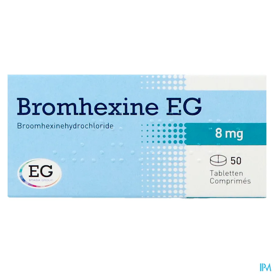 packshot van Bromhexine EG 8mg 50 tabl