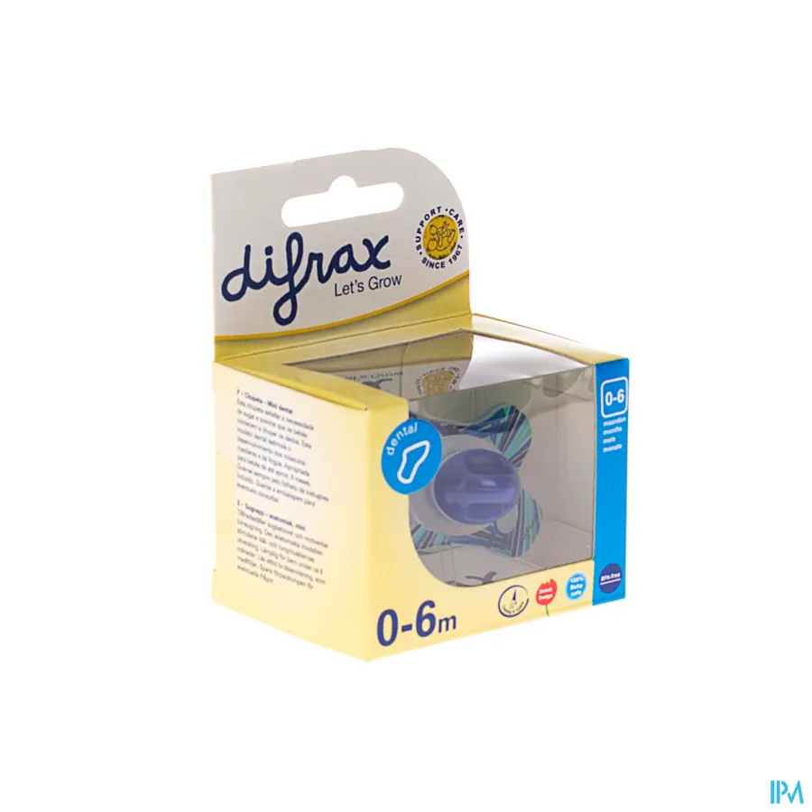 packshot van Difrax Fopspeen Sil Mini-Dental Girl 0-6m