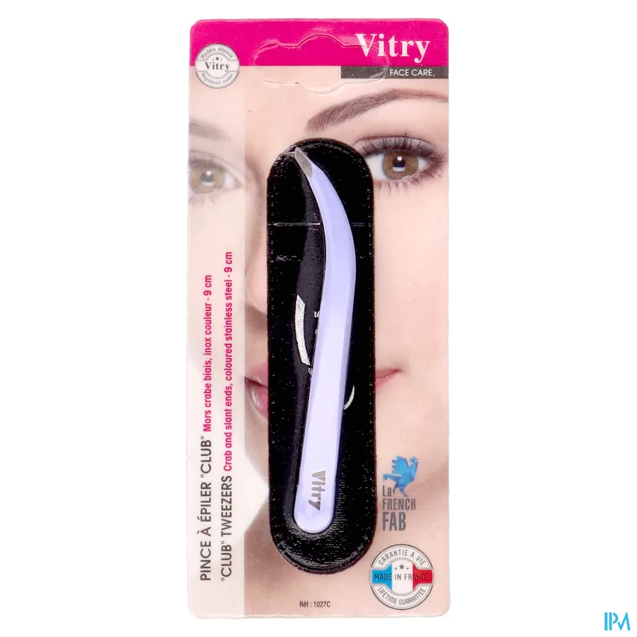 packshot van Vitry Epileerpincet met Gebogen Uiteinde en Schuine Top Gekleurd