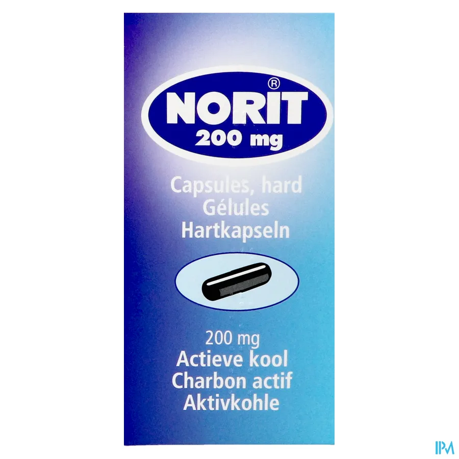 packshot van Norit 200 mg Actieve Kool 30 Capsules