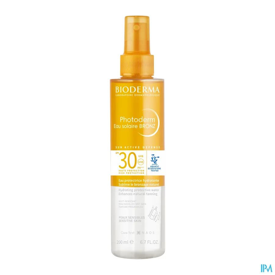 packshot van Bioderma Photoderm Eau Solaire Bronz SPF30 200 ml