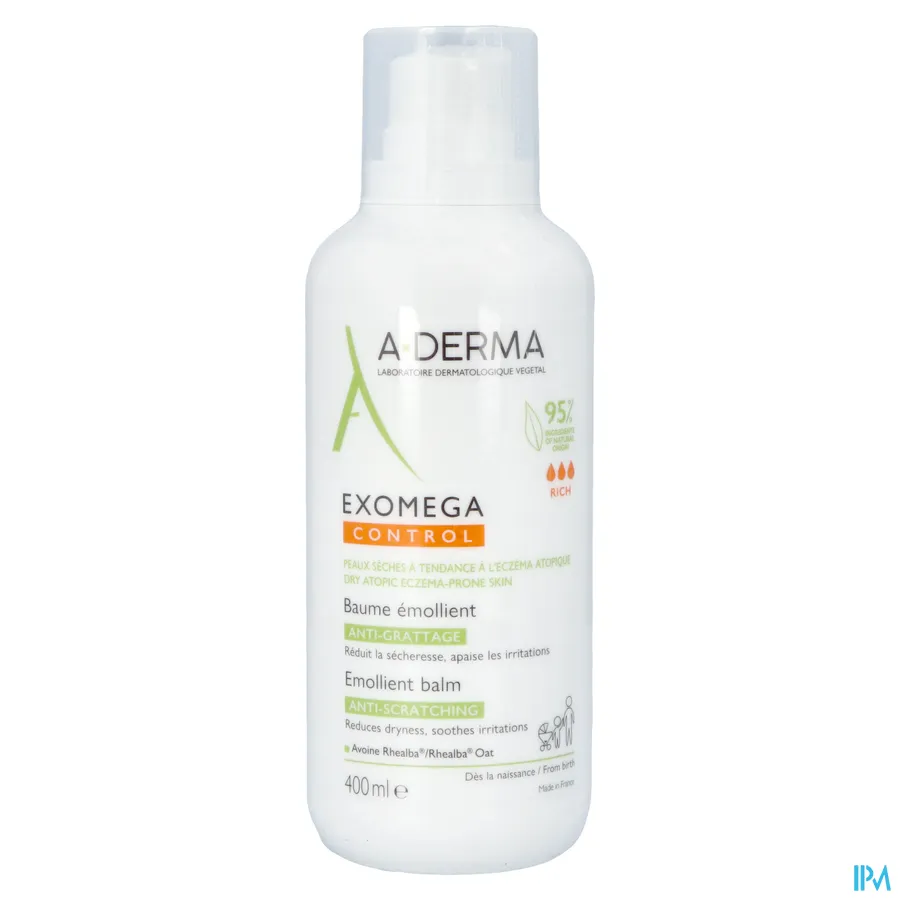 packshot van A-Derma Exomega Control Emolliërende Balsem 400 ml