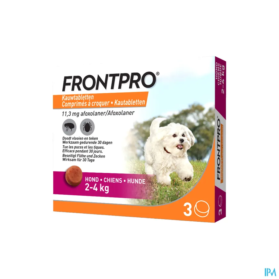 packshot van Frontpro Kauwtabletten 11 mg Hond 2-4 kg 3 kauwtabletten
