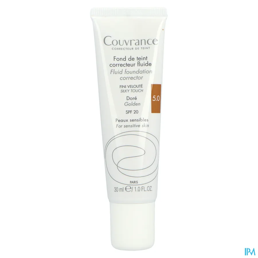 packshot van Avène Couvrance Corrigerende Vloeibare Foundation 5 Doré 30 ml