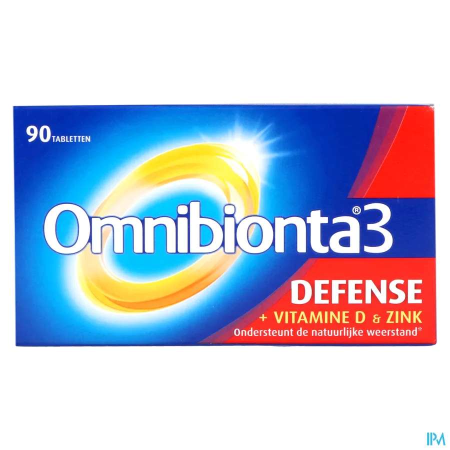 packshot van Omnibionta 3 Defense met Vitamine D en Zink voor Ondersteuning van de Natuurlijke Weerstand 90 Tabletten