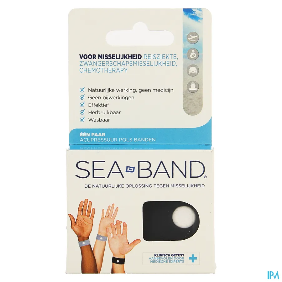 packshot van Sea Band Polsband Volwassene Zwart 1 paar
