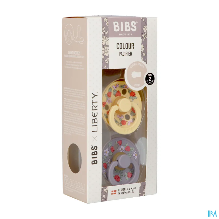 packshot van Bibs 2 Fopspeen Duo Liberty Garden Strawbery/Pale 2