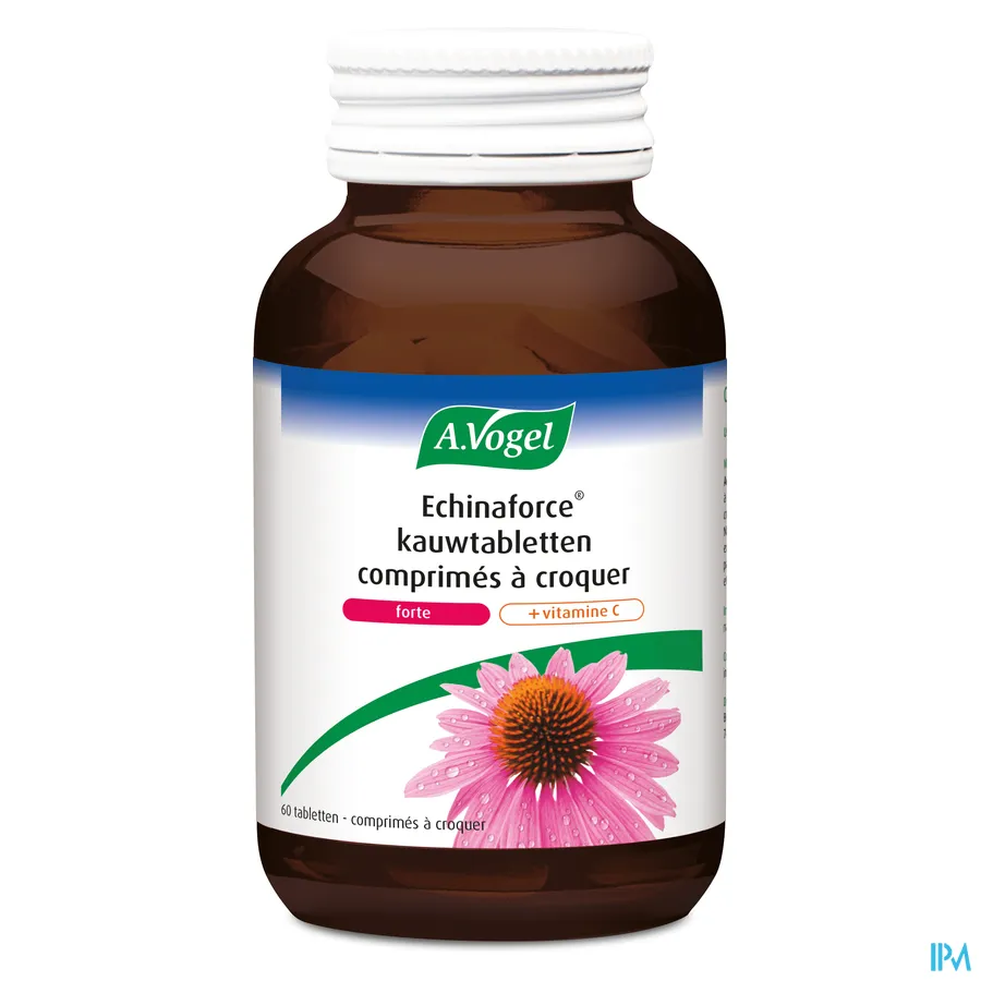 packshot van A. Vogel Echinaforce + Vitamine C voor IJzersterke Weerstand 60 Kauwtabletten met Frambozensmaak