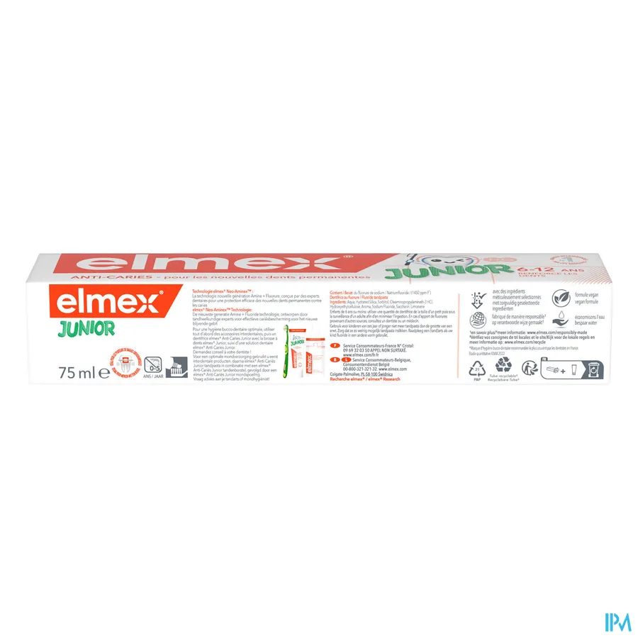 packshot van Elmex Junior 6-12 Jaar Tandpasta 75 ml