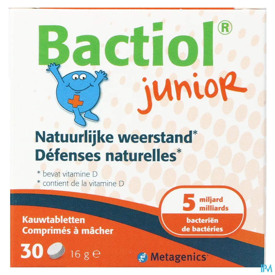 packshot van Bactiol Junior 30 kauwtabletten