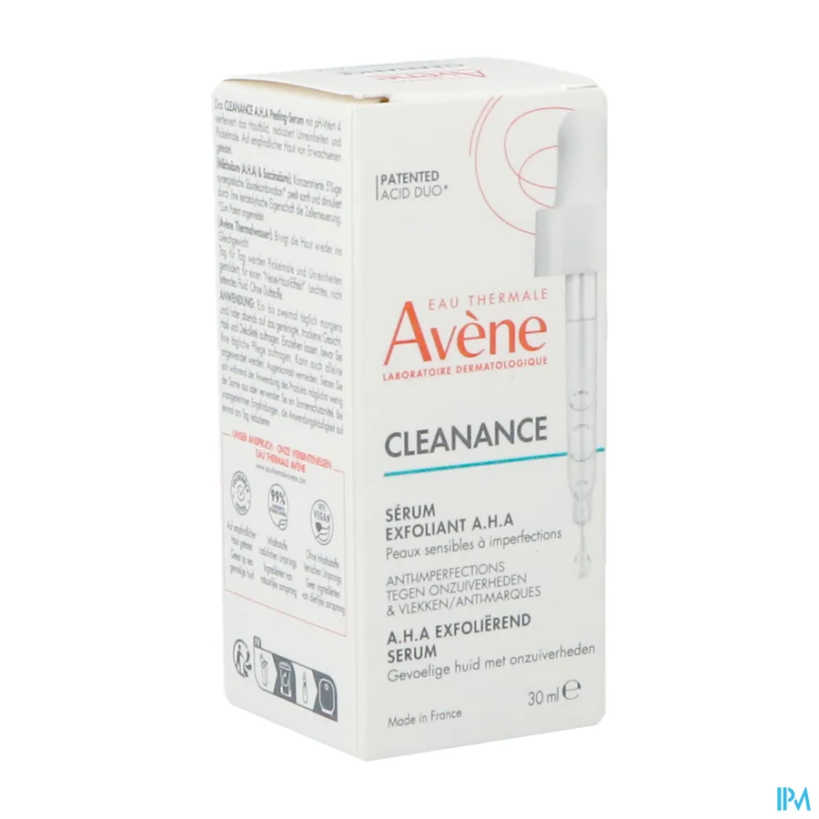 packshot van Avene Cleanance A.H.A. Exfoliërend Serum 30 ml