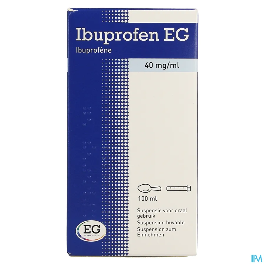 packshot van Ibuprofen EG Orale Suspensie 100 ml