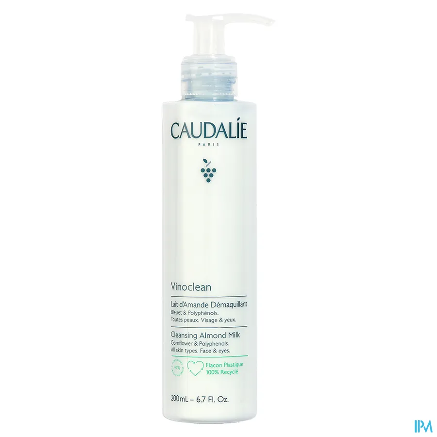 packshot van Caudalie Vinoclean Reinigende Amandelmelk voor Gelaat en Ogen voor Alle Huidtypes Pompflacon 200 ml