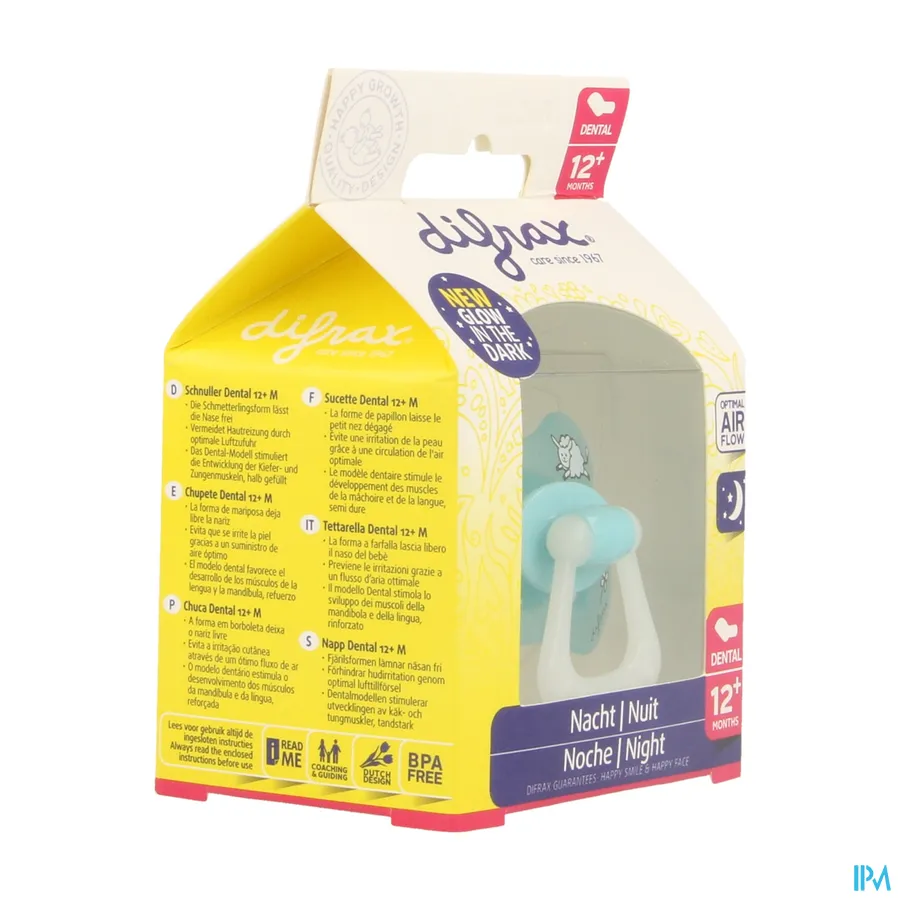 packshot van Difrax Fopspeen Dental +12m Nacht