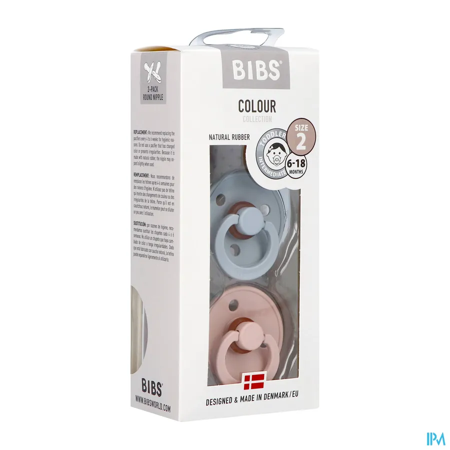 packshot van Bibs Fopspeen Duo Cloud/Blush 6-18 2 stuks