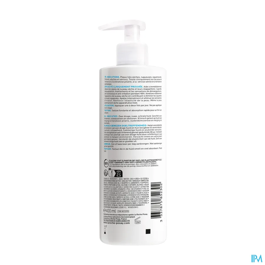 packshot van La Roche-Posay Lipikar Urea 10% Melk 400 ml