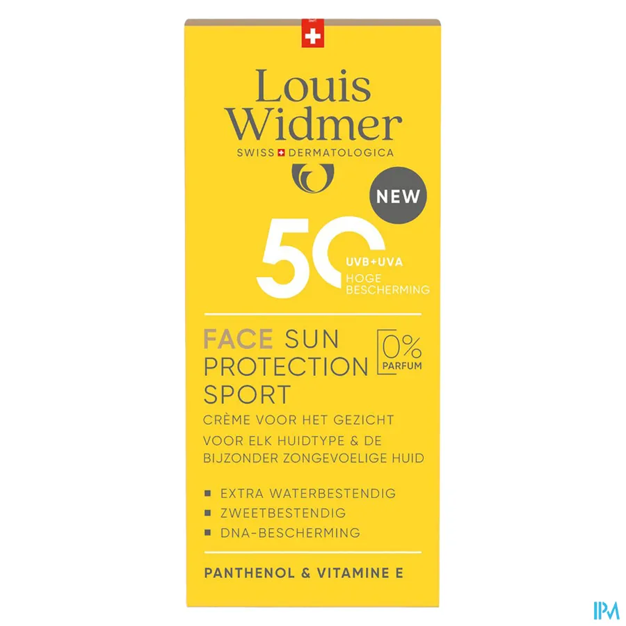 packshot van Widmer Face Sun Protection Sport 50 Zonder Parfum 50 ml
