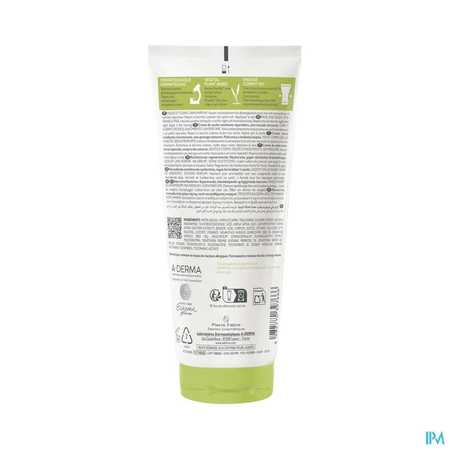 productshot van Aderma Exomega Control Herst. Emol. Nacht Cr 200ml