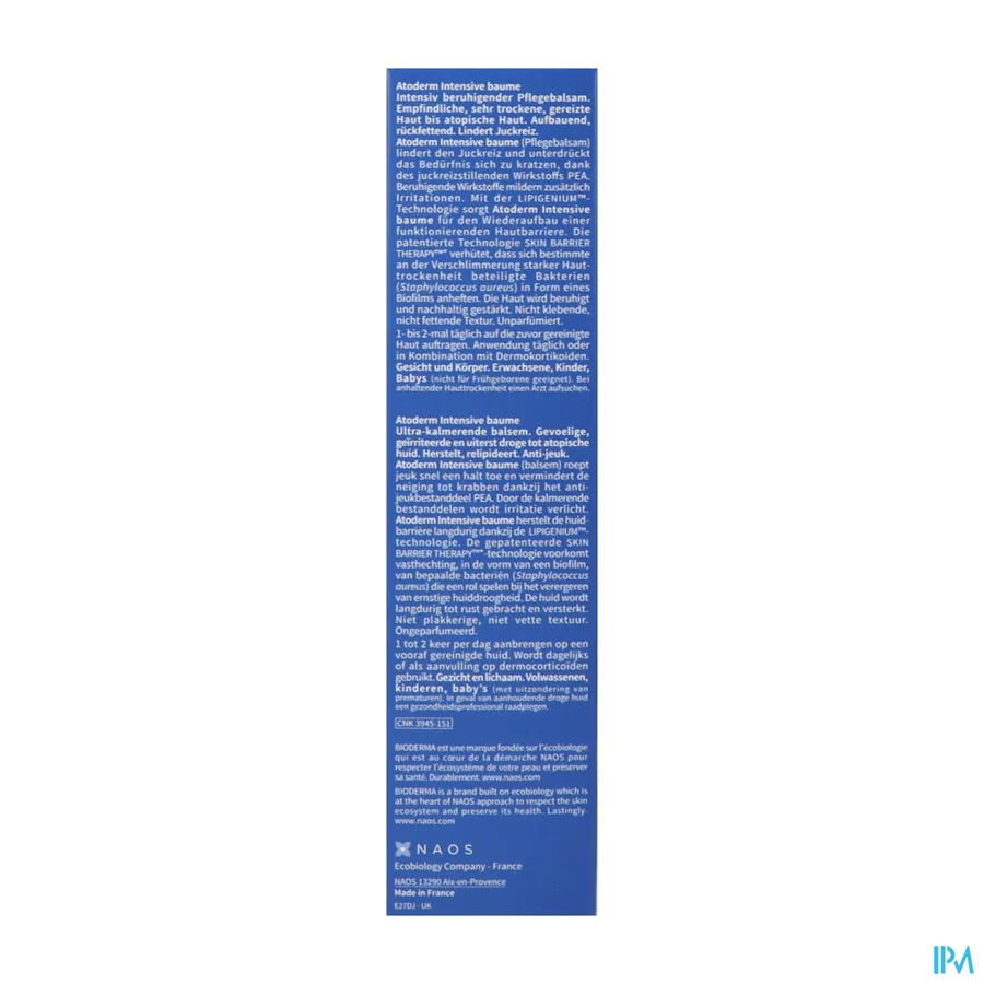 packshot van Bioderma Atoderm Intensive Balsem Tube 75 ml