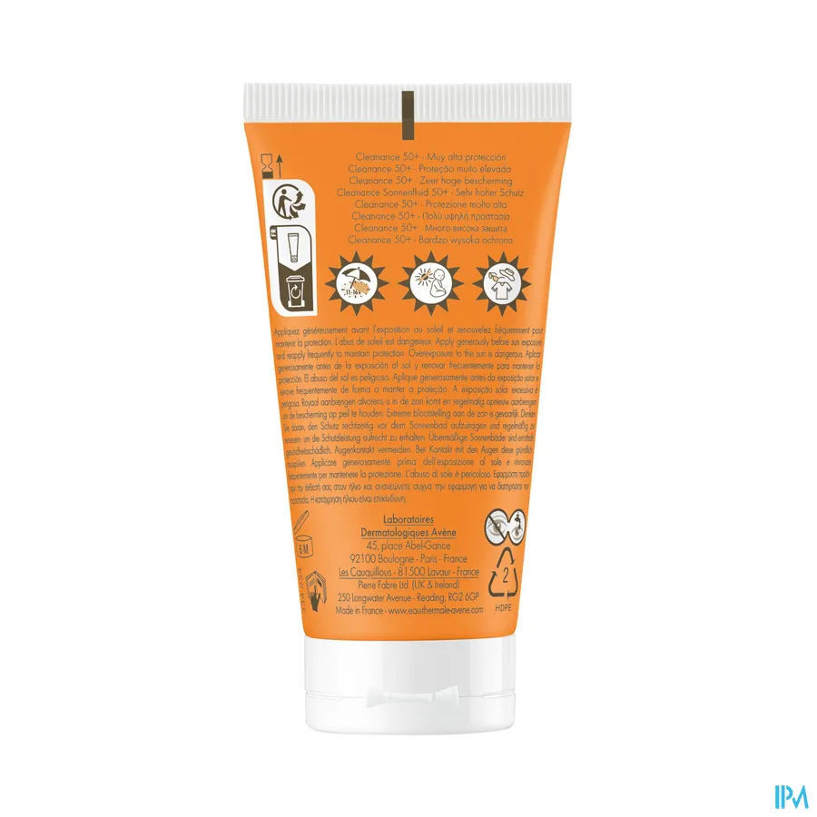 productshot van Avène Cleanance Zonnefluïde SPF 50+ 50 ml