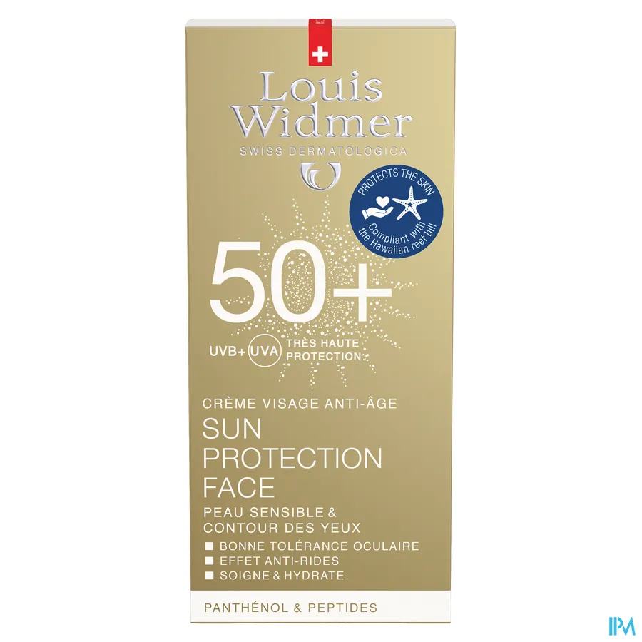 packshot van Louis Widmer Zonnebescherming Gezicht 50+ Licht Geparfumeerd 50 ml