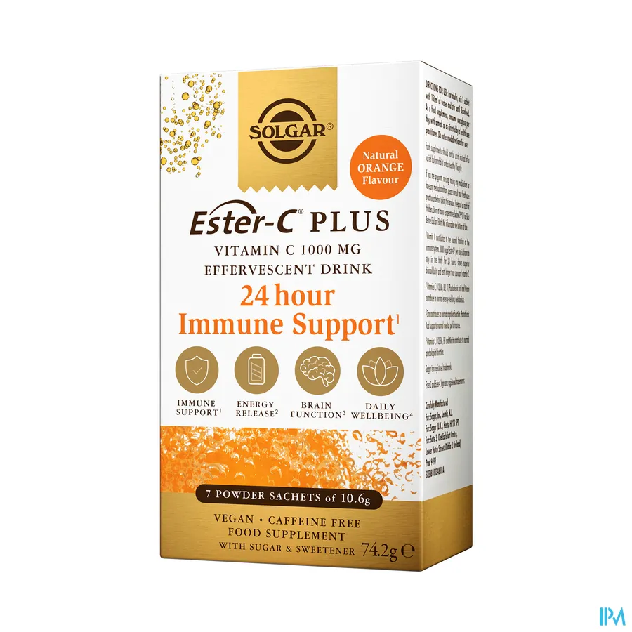 packshot van Solgar Ester-C Plus Vitamin C 1000 mg Bruispoeder 7 zakjes