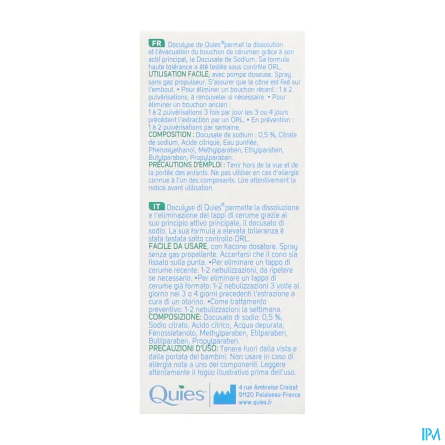 packshot van Quies Doculyse tegen Oorsmeerproppen Spray met Doseerpomp 30 ml