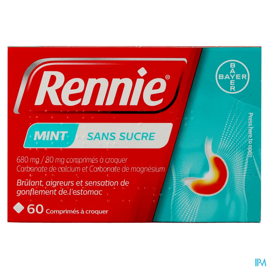 packshot van Rennie Mint zonder Suiker 60 Kauwtabletten