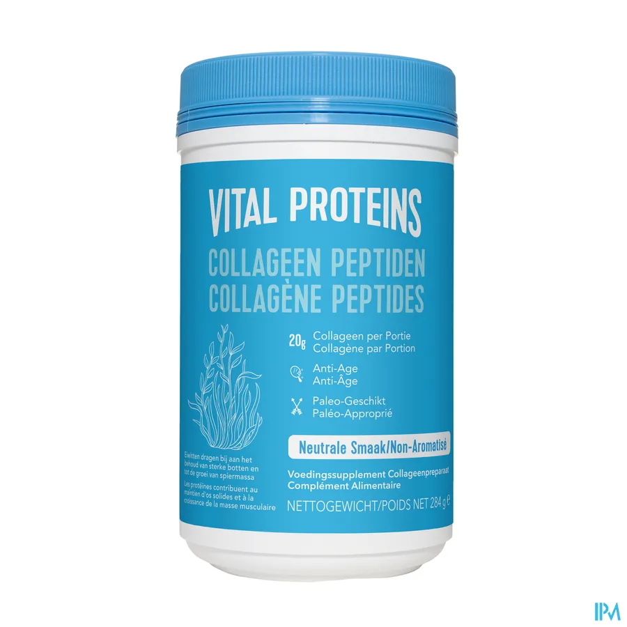 packshot van Vital Proteins 'Collageen Peptiden' met Neutrale Smaak Pot 284 g