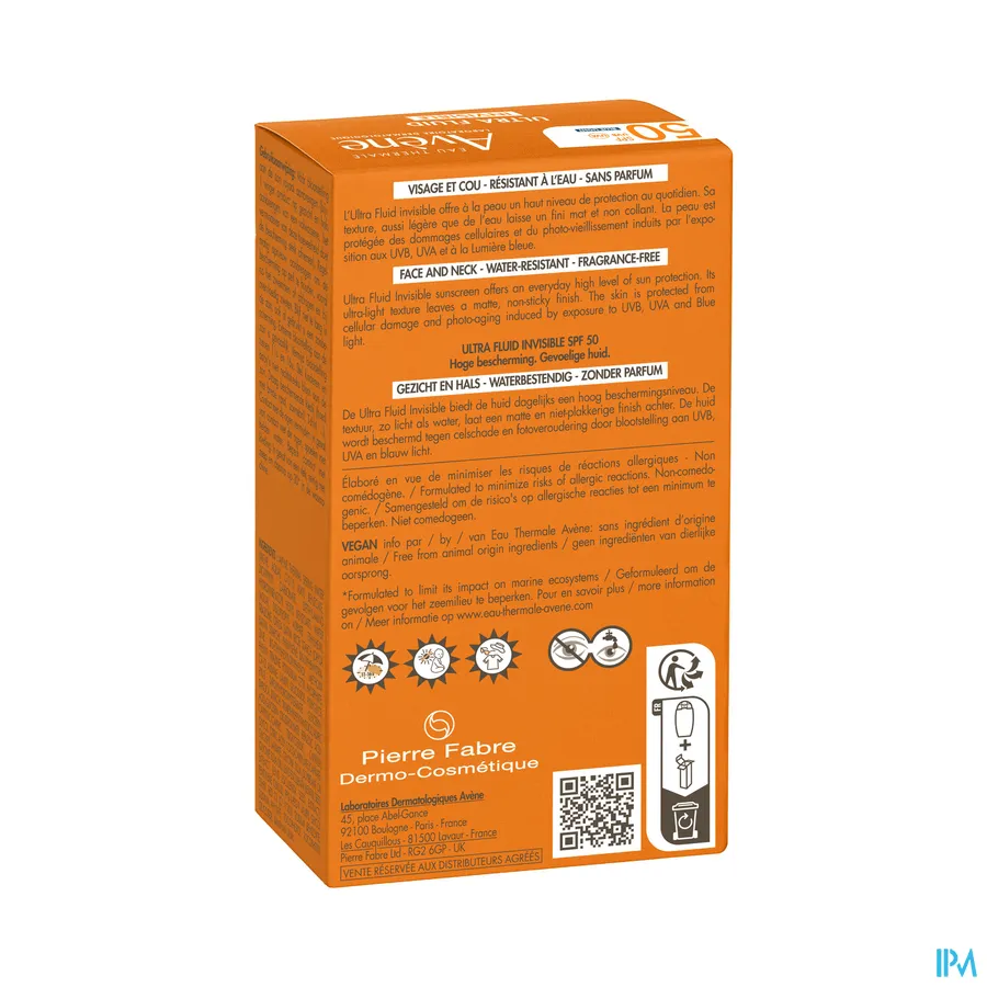 packshot van Avène Ultra Fluid Invisible SPF 50 50 ml