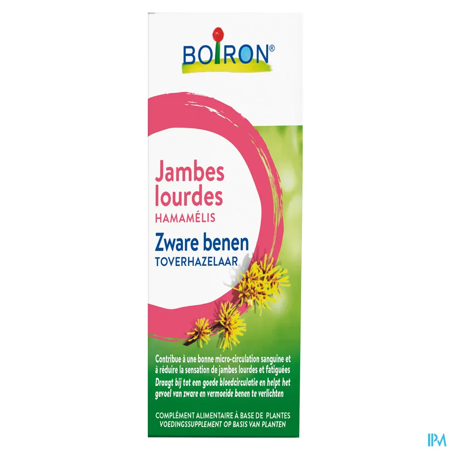 packshot van Boiron Toverhazelaar -Zware Benen- Bijdrage tot Goede Bloedcirculatie en Hulp bij het Verlichten van Gevoel van Zware Benen 60 ml