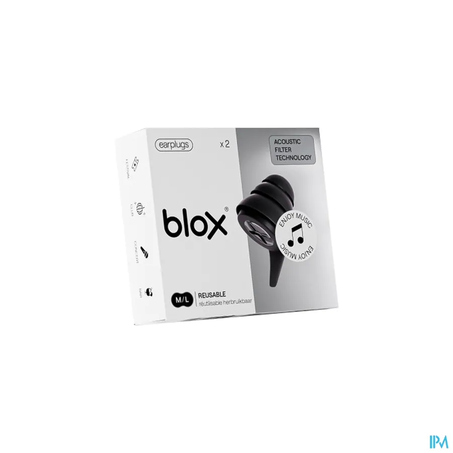 packshot van Blox Oordoppen Music Zwart 1 paar