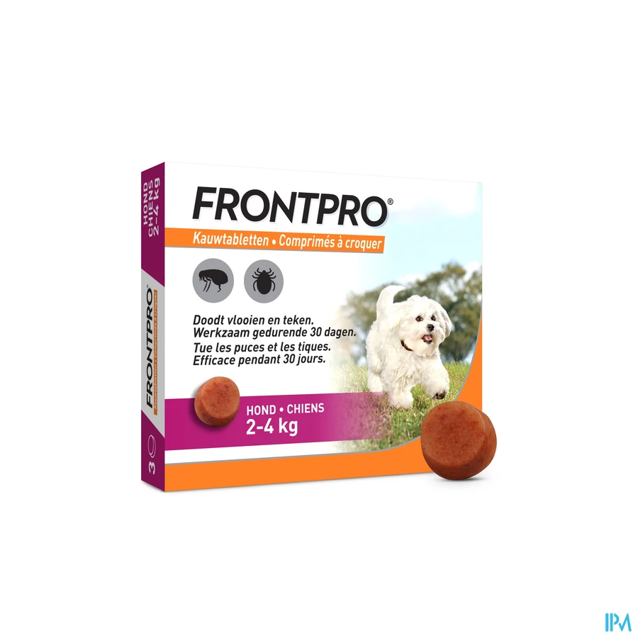 productshot van Frontpro Kauwtabletten 11 mg Hond 2-4 kg 3 kauwtabletten