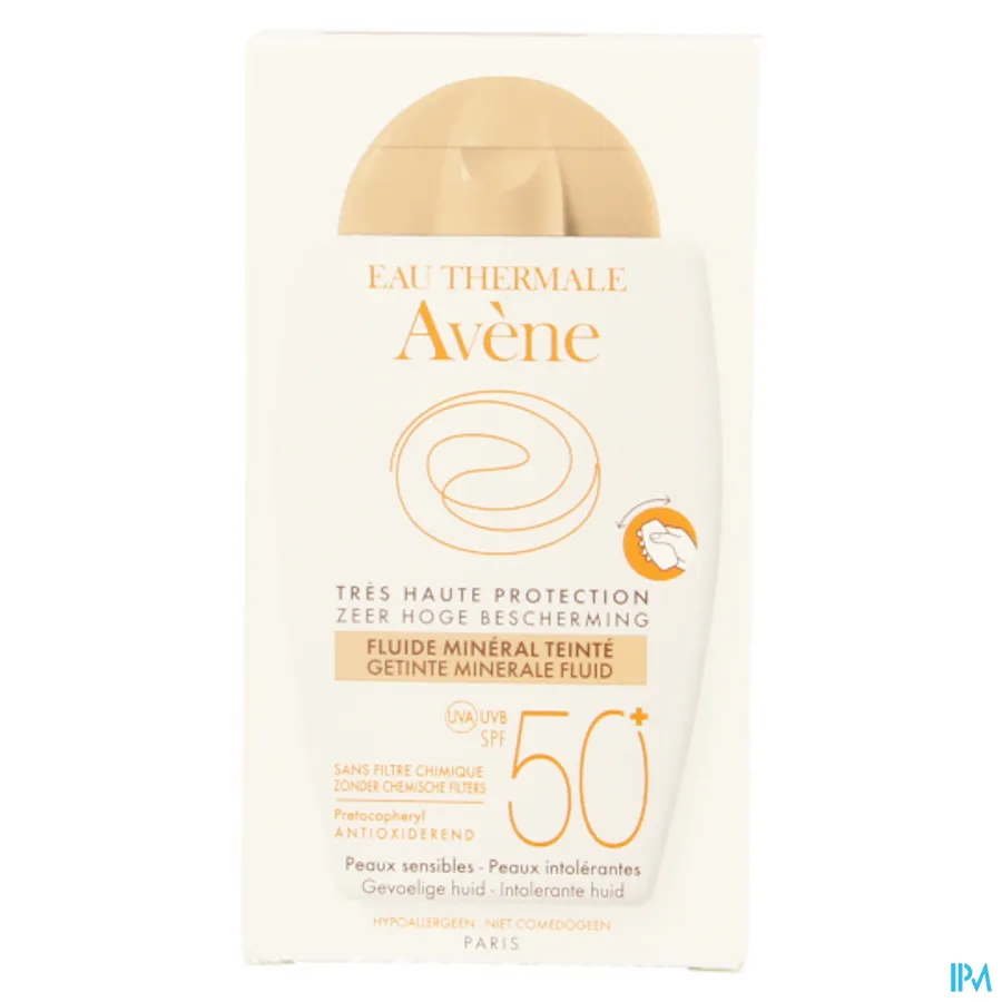 packshot van Avène Minerale Fluid Getint SPF50+ 40 ml