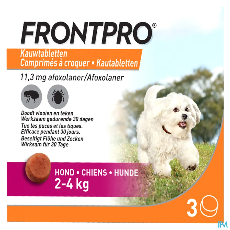 packshot van Frontpro Kauwtabletten 11 mg Hond 2-4 kg 3 kauwtabletten