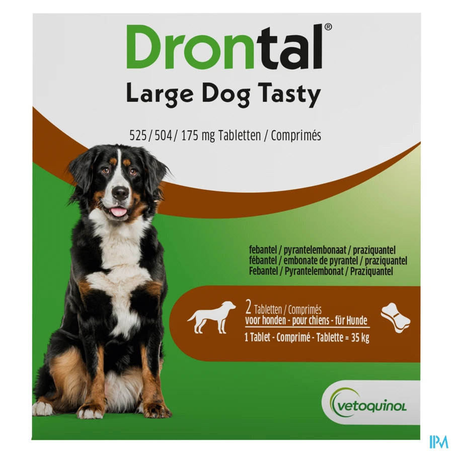 packshot van Drontal Large Dog Tasty 2 tabletten