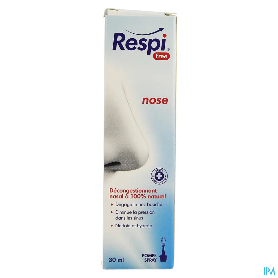packshot van Respi Free Nose 100% Natuurlijk Decongestivum Pompspray 30 ml