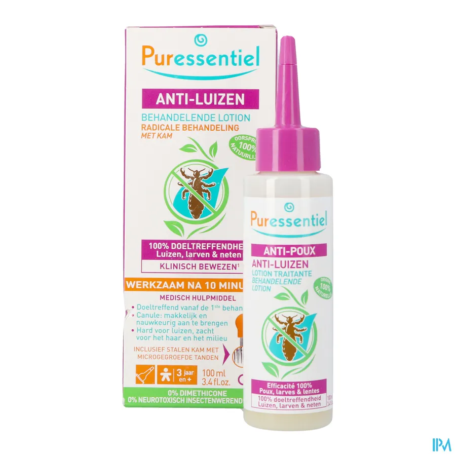 productshot van Puressentiel Anti-Luizen Lotion met Luizenkam 100 ml + 1 stuk