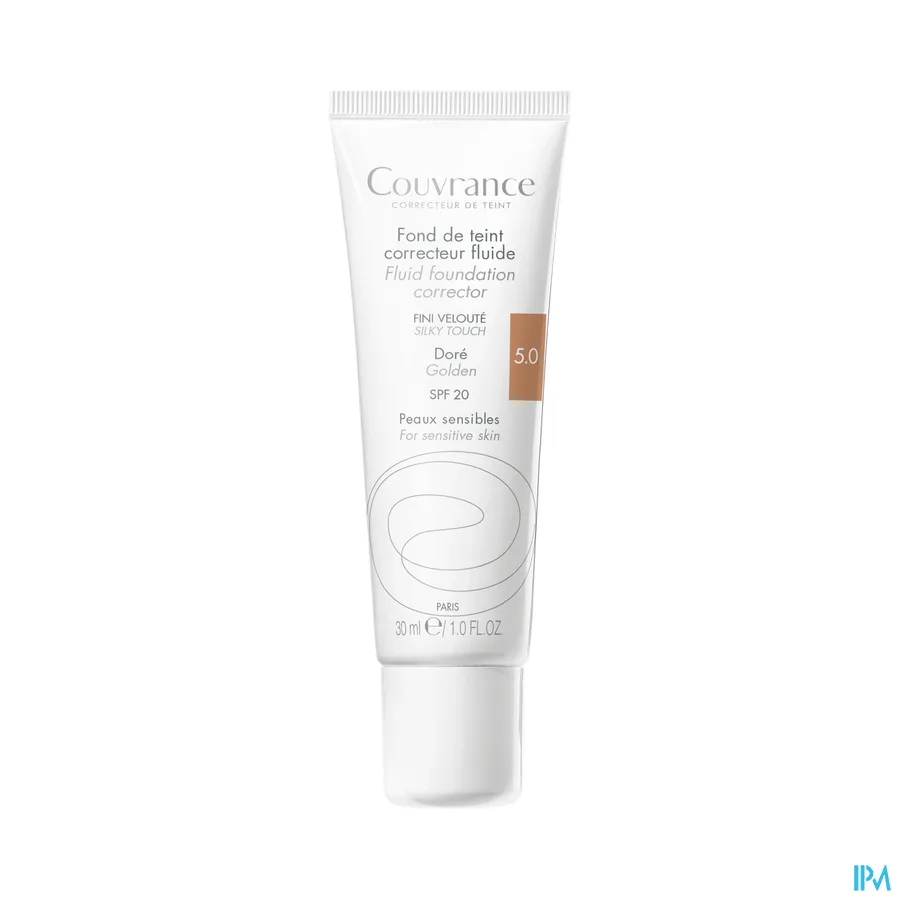 productshot van Avène Couvrance Corrigerende Vloeibare Foundation 5 Doré 30 ml