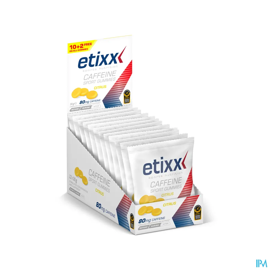 packshot van Etixx Caffeïne Sport Gummies met Citrussmaak Zakjes 12 x 40 g