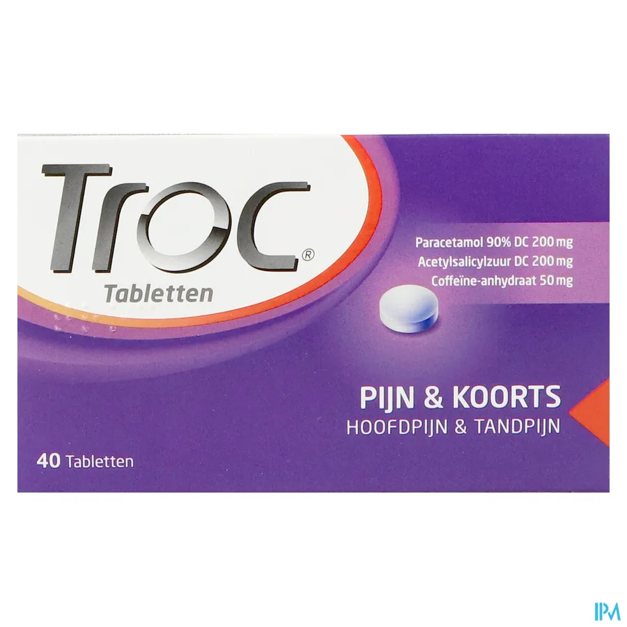 packshot van Troc voor Pijn en Koorts, Hoofdpijn en Tandpijn 40 Tabletten