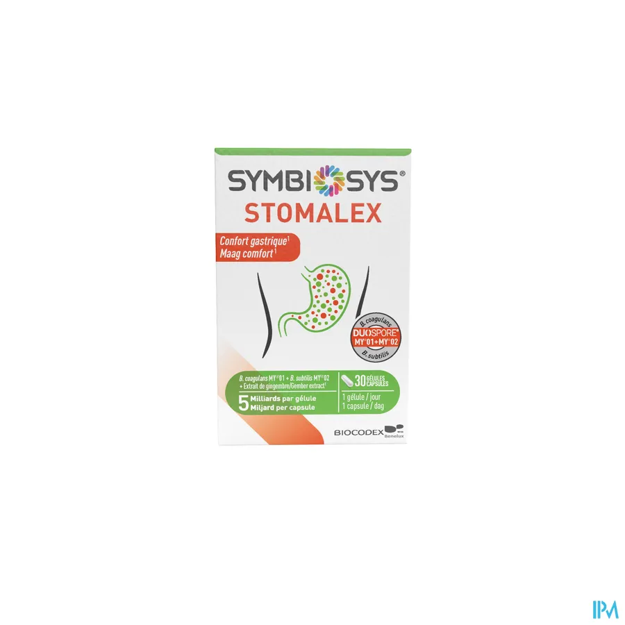 packshot van Symbiosys Stomalex 30 capsules