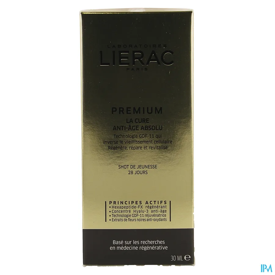 packshot van Lierac Premium La Cure Anti-Âge Absolu - Kuur met Absoluut Anti-Ageing Effect voor Gelaat - Verjongend Shot voor 1 Maand 30 ml