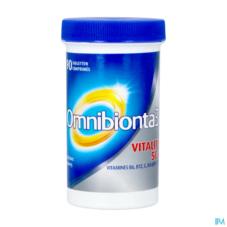 packshot van Omnibionta 3 50+ Vitamines en Mineralen + Ginseng en Luteïne 90 Tabletten