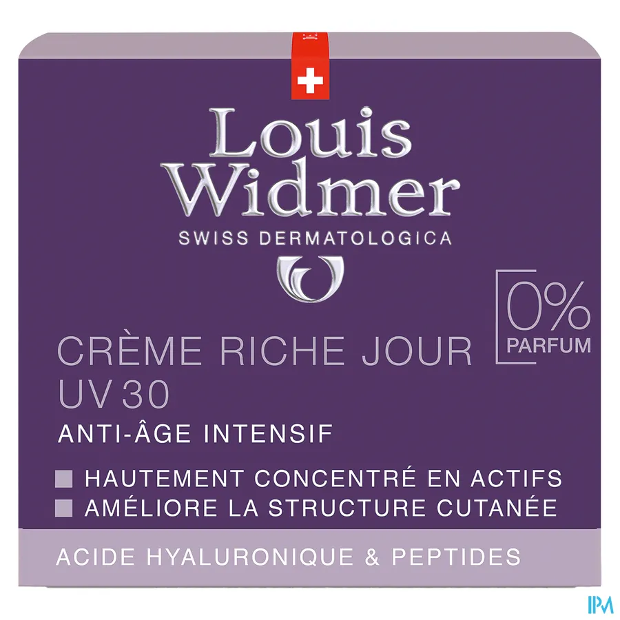 packshot van Louis Widmer Rijke Dagcrème UV 30 met Intensief Anti-Ageing Effect Zonder Parfum Pot 50 ml