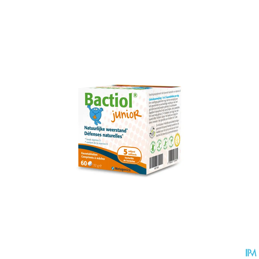 packshot van Bactiol Junior 60 kauwtabletten