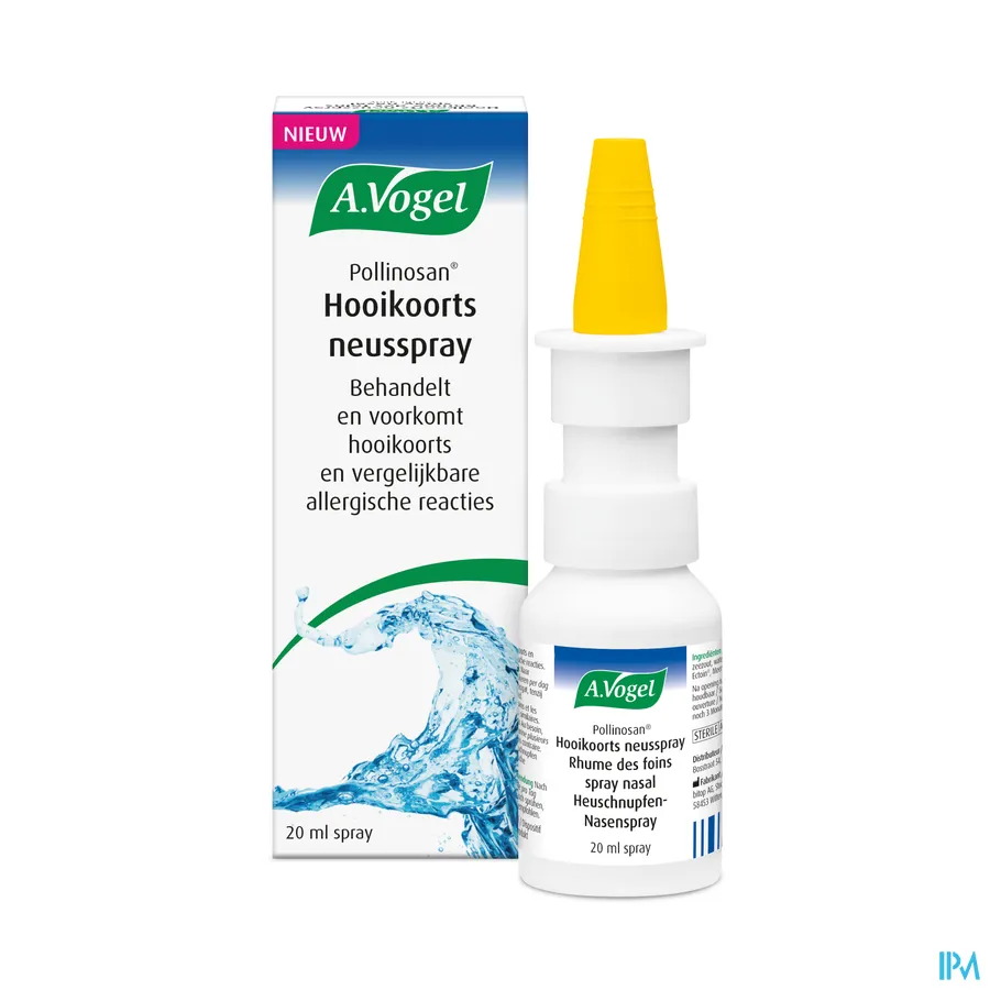 productshot van A. Vogel Pollinosan Hooikoorts Neusspray -voor Behandeling en Preventie van Hooikoorts en Vergelijkbare Allergische Reacties- Flacon 20 ml