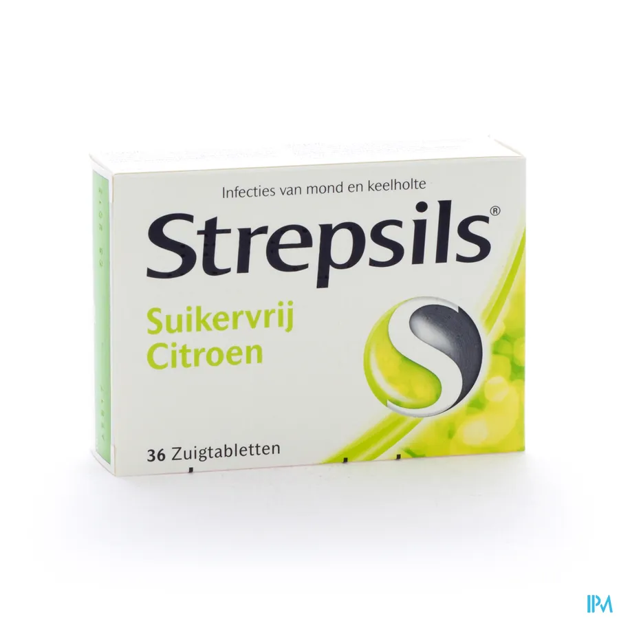 packshot van Strepsils Citroen Suikervrij 36 zuigtabletten