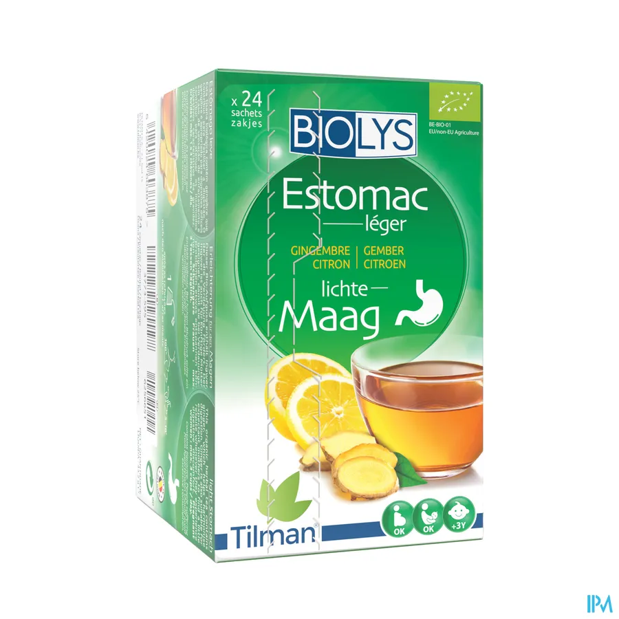 packshot van Tilman Biolys Lichte Maag Gember-Citroen 24 zakjes